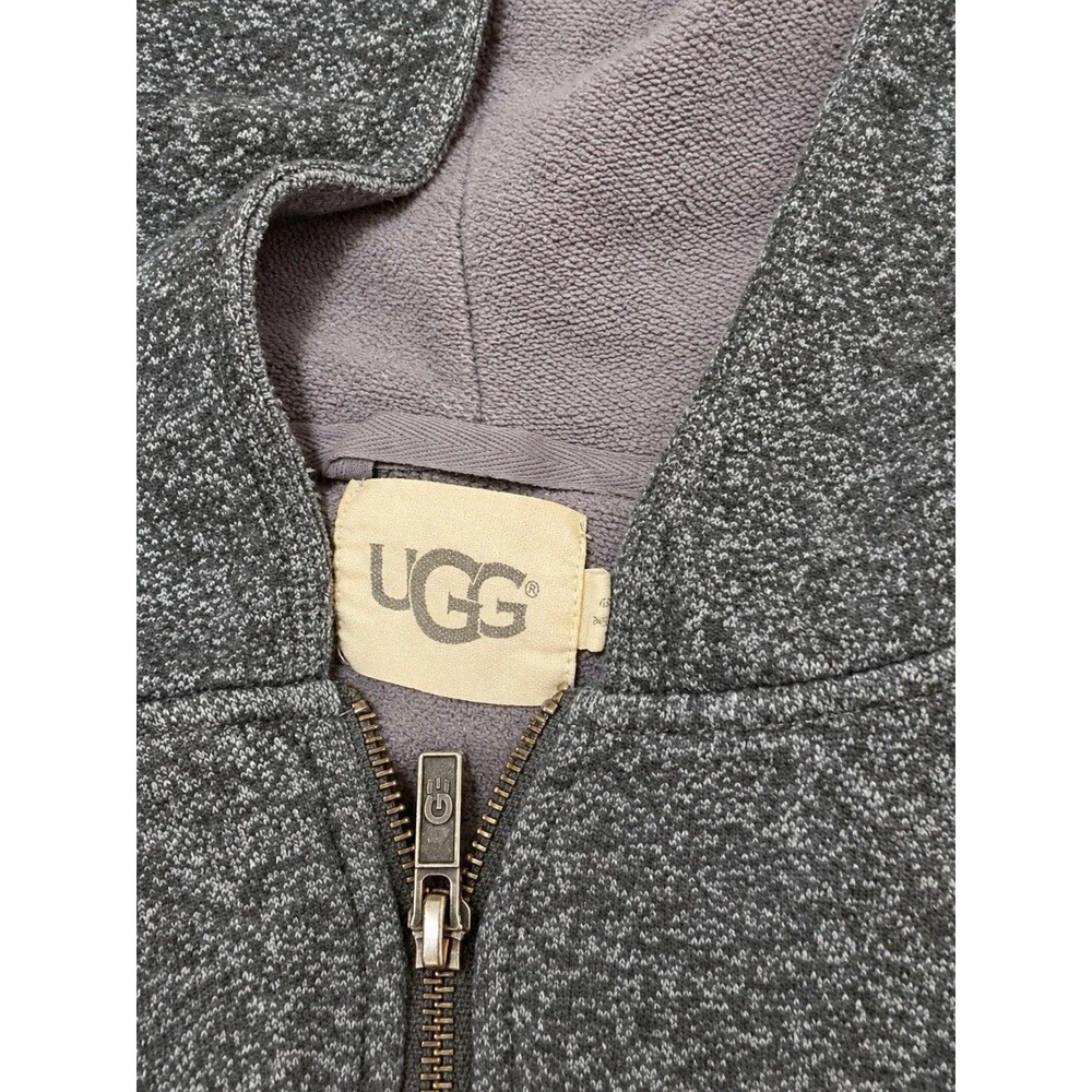 UGG Gray Marled Full Zip Hooded Sweatshirt Fleece Lined Flaws